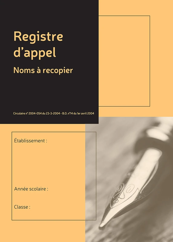 Le Dauphin - Ref 53937D - Box of 35 Annual Daily Call Records - Dimensions 29.7 x 21 cm - 40 Pupils to Copy Over 12 Months - 24 Pages - Orange Soft Cover
