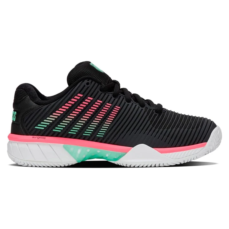 K-Swiss Tennis Women's Hypercourt 2 Express Hb Tennis Shoe, Black/White/Neon Mint, 3 UK