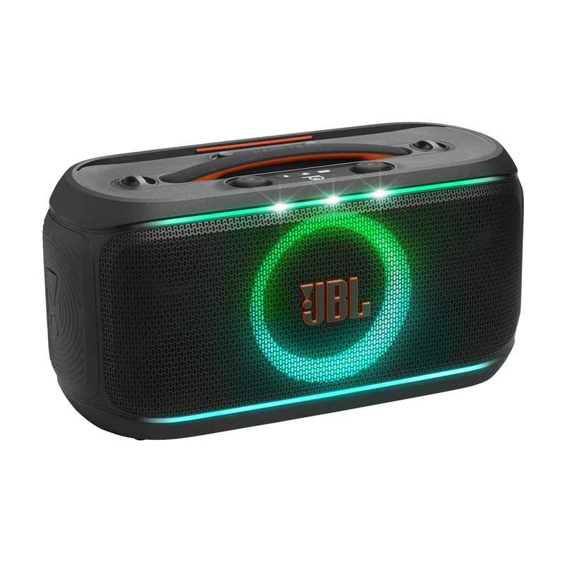 JBL PartyBox On-the-Go 2 Portable Bluetooth Party Speaker with Wireless Mic, Dynamic Light Show, 15 Hours Playtime, IPX4 Splashproof Rating, JBL Pro Sound and Auracast Multi-Speaker Connection, Black