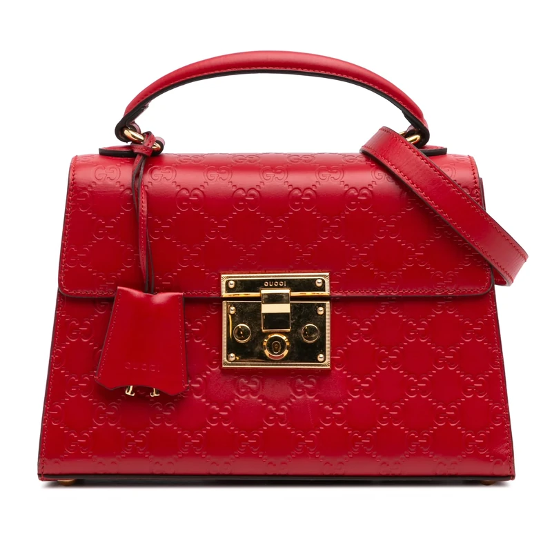 Gucci Pre-Loved Small Guccissima Padlock Satchel