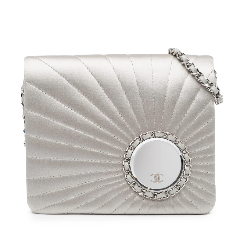Chanel Pre-Loved Satin Embellished Mirror Flap With Chain Handbag
