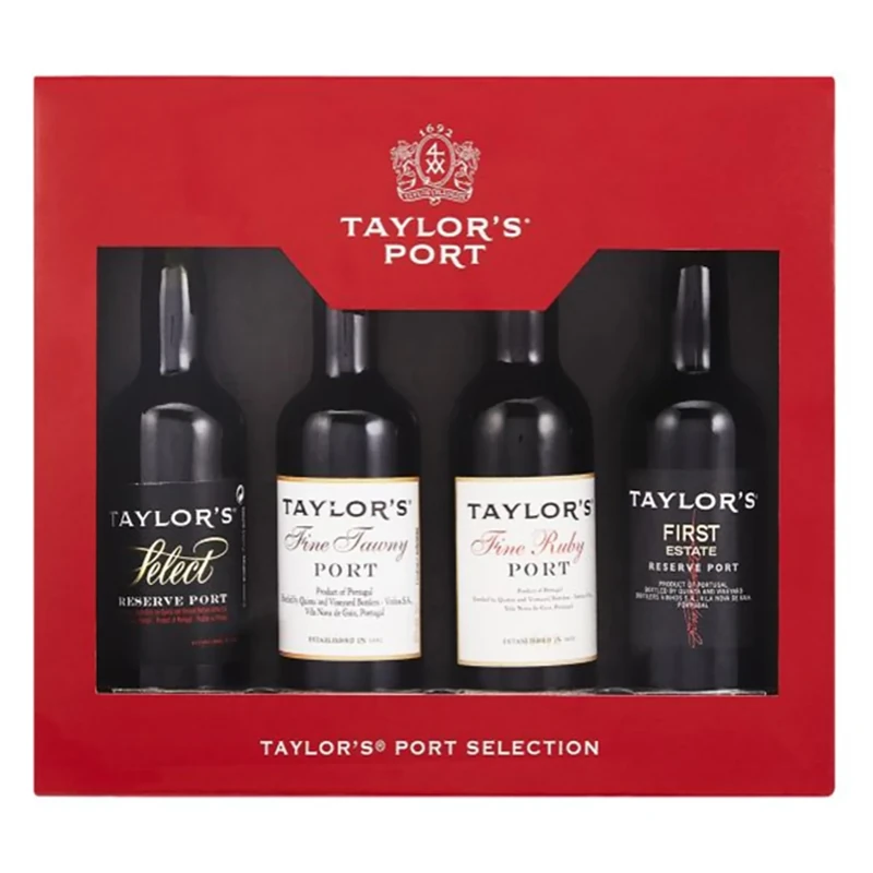 Taylor’s Port Selection Gift Set – 4 x 5cl Miniatures: Fine Ruby, Fine Tawny & First Estate – Ideal Christmas or Birthday Present by Blue Tree Gifts