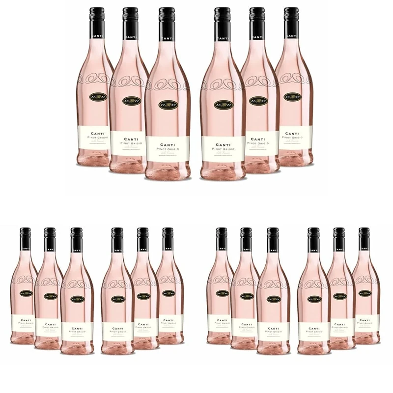 Canti - Pinot Grigio delle Venezie D.O.C., Italian Rosè Dry Wine, Fresh Peachy Flavor With Vibrant Berries and Stone Fruit Taste, 6x750 ml (Pack of 3)