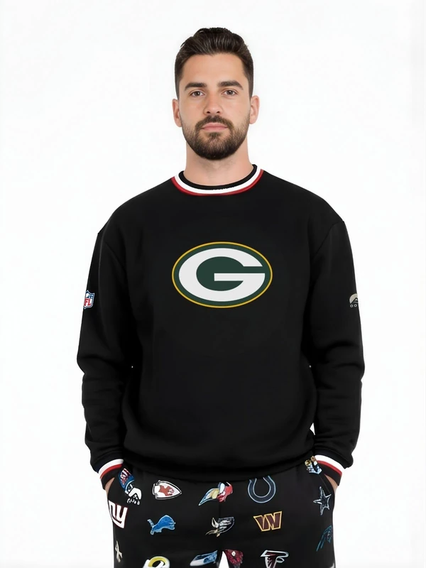 OOSC Mens Green Bay Packers Sweatshirt, Black, XL EU