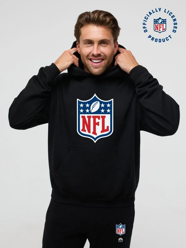 OOSC Mens Nfl Shield Hoodie - Black Sweatshirt, Black, L EU