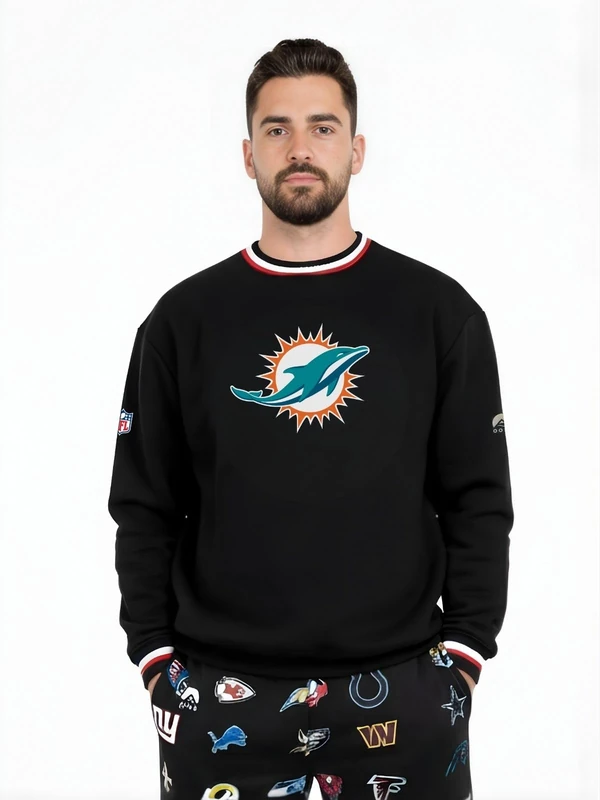 OOSC Mens Miami Dolphins Sweatshirt, Black, M EU