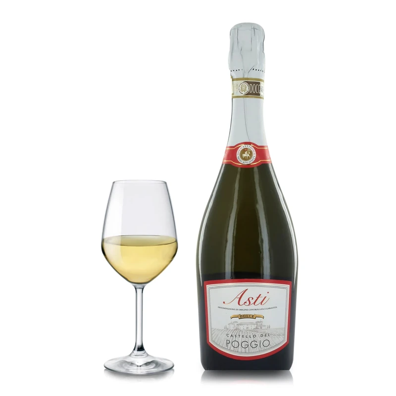 Castello Del Poggio Asti Spumante DOCG - Italian Sparkling Sweet Wine from Asti, Italy - Made from 100% Moscato Bianco Grapes - 75cl / 750ml, 7.0% ABV (Pack of 6)