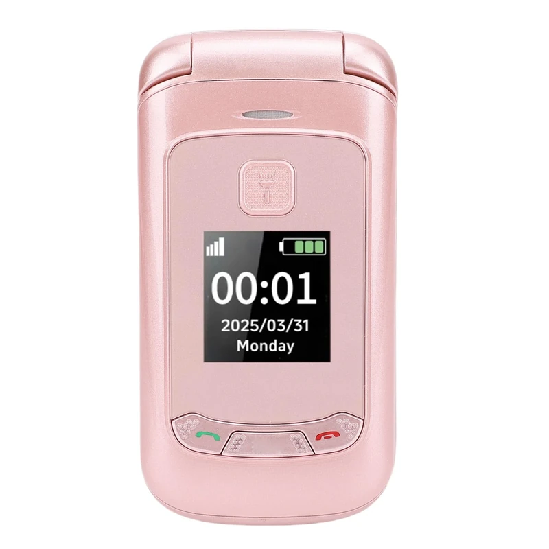 Plyisty 2G Unlocked Flip Mobile Phone, Dual SIM Flip Cell Phone with Dual Screen Large Buttons Flashlight High Volume Speakers, Loudspeaker for Seniors