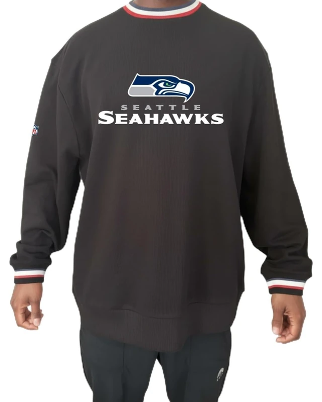 OOSC Mens Seattle Seahawks Sweatshirt, Black, XXL EU
