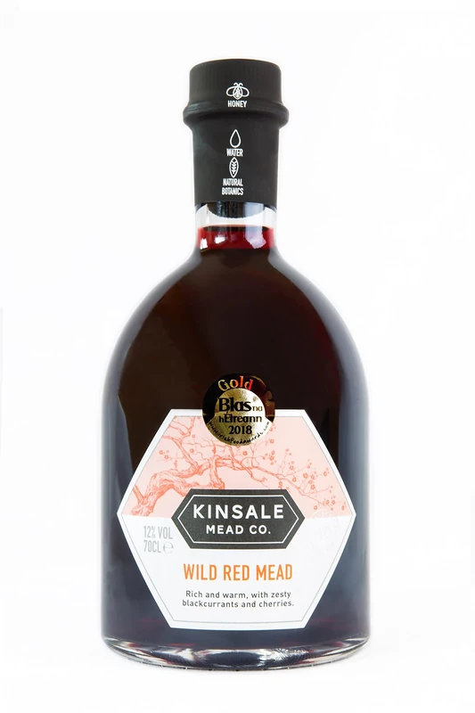 Kinsale Mead Co. Wild Red Mead 70cl, Irish blackcurrants beautifully balanced with dark cherries (Drink Cold or Mulled) 12% ABV (Pack of 6)