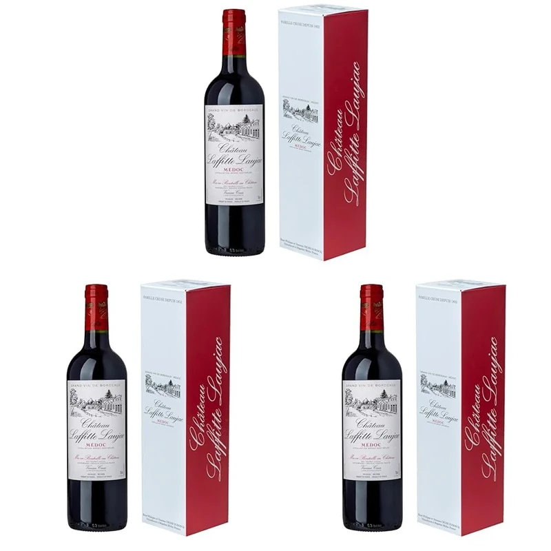 Château Laffitte Laujac with gift box - AOP Medoc - Grand Vin De Bordeaux Médoc French Red Wine - 75cl (Pack of 3)