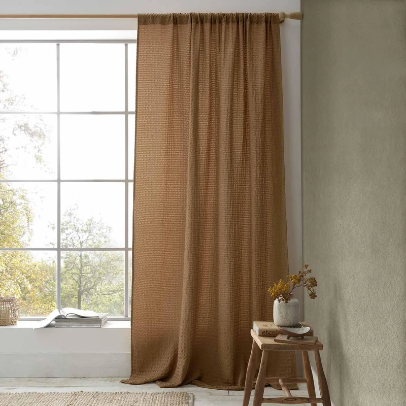 Muscat Waffle Voile Curtain Candy 140 x 229 (Pair) - Image 1