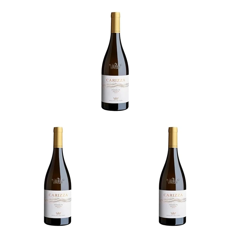 Principi di Butera Carizza DOC - 2021/22 Vintage - Italian Still White Wine from Sicily, Italy - 100% Sicilian Insolia grapes - 75cl / 750ml, 12.5% ABV (Pack of 3)
