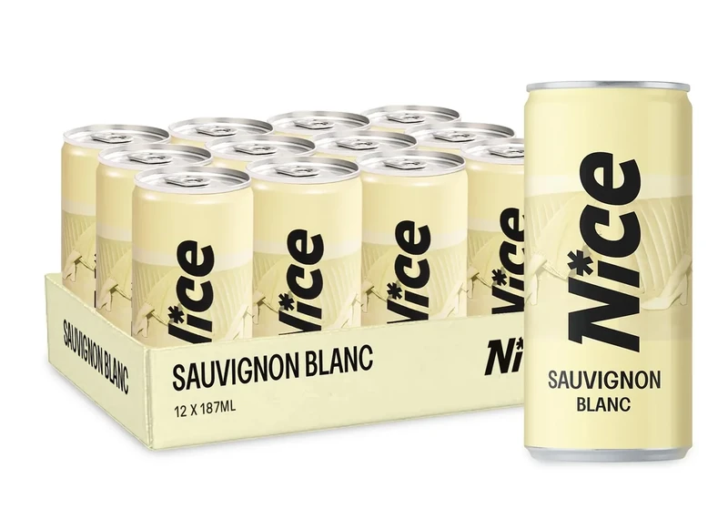 NICE Sauvignon Blanc, Spanish Wine in a Can, Dry, Crisp, Peachy White Wine from La Mancha, Always Good to Go, 12 x 187ml Canned Wine (Pack of 6)