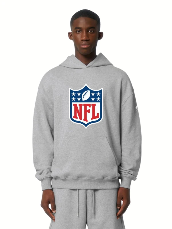 OOSC Mens Nfl Shield Hoodie - Grey Sweatshirt, Grey, XL EU