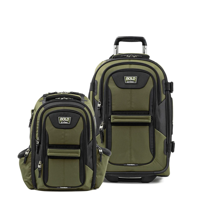 Travelpro Unisex-Adult Bold Softside 2pc Set Expandable Rollaboard Upright Luggage/Backpack, Olive, S, Travelpro Unisex-Adult Bold Softside 2pc Set Expandable Rollaboard Upright Luggage/Backpack