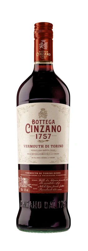 Bottega Cinzano Rosso 1757 Vermouth di Torino 1L | 16% ABV | Premium Craft Vermouth, a cocktail essential (Pack of 6)