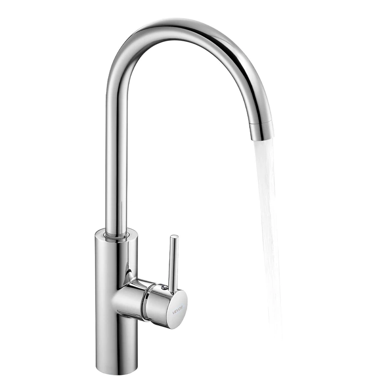 VEVOR Touchless Kitchen Bar Sink Faucet, Single Handle Automatic Motion Sensor Bathroom Faucet, Hands-Free Adjustable Cold Hot Water Mixer Flexible Swivel for 9.5 mm Pipe,Chrome Plated Silver - Image 1