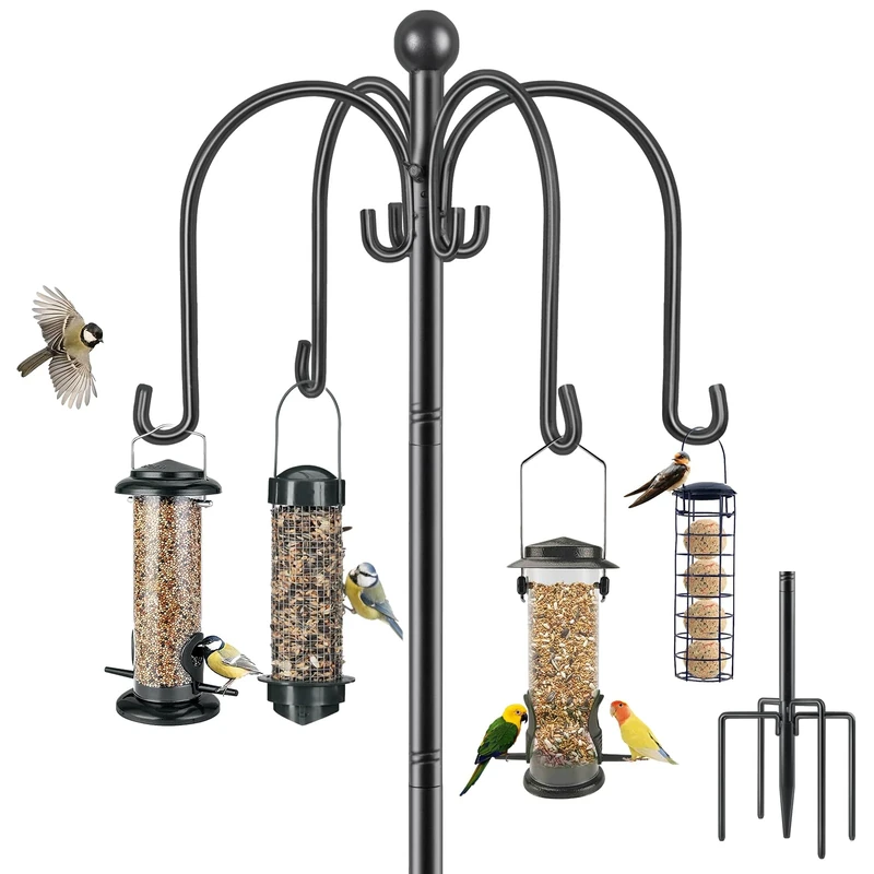 Bird Feeders Hanging Station, 224cm Extra Tall Bird Feeding Stations Stand Heavy Duty Feeder Poles And Hangers Free Standing for the Garden Outdoors Shepherds Hooks Crook, 1 Pack