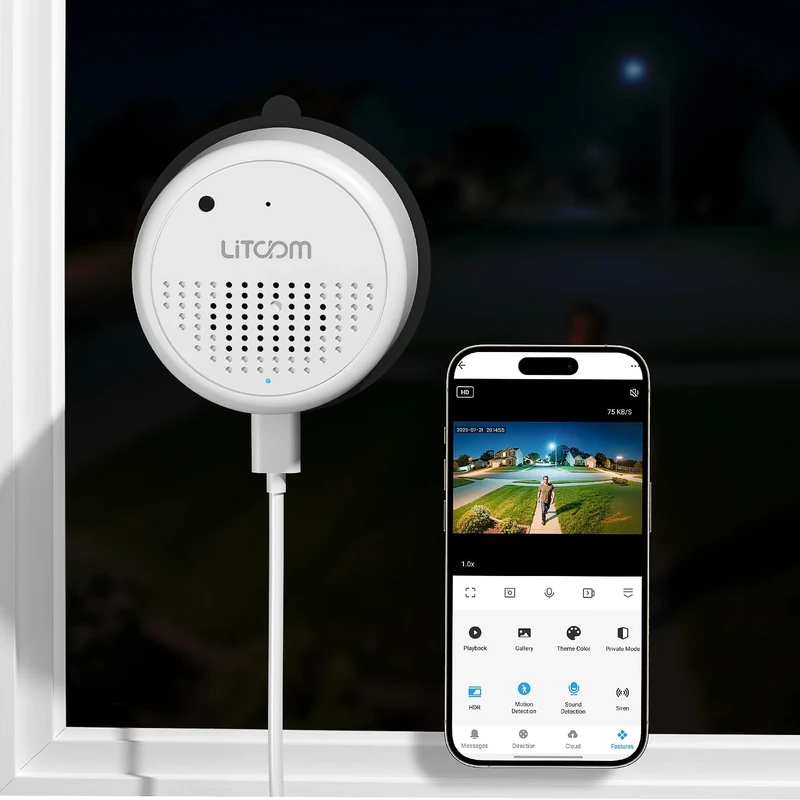 litokam Window Camera 3MP 2K, 2.4GHz & 5GHz Indoor Cameras for Home Security with Al Full Color Night Vision, Person/Motion/Sound Detection & Real-Time Alerts, 24/7 Recording, 104°View Angle