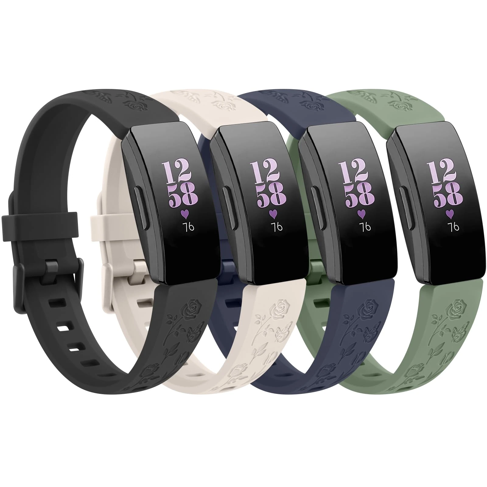 Yisica 4 Pack Straps for Fitbit Inspire 2 Straps for Men Women, Soft Silicone Comfortable Sport Adjustable Replacement Wristsbands for Fitbit Inspire 2