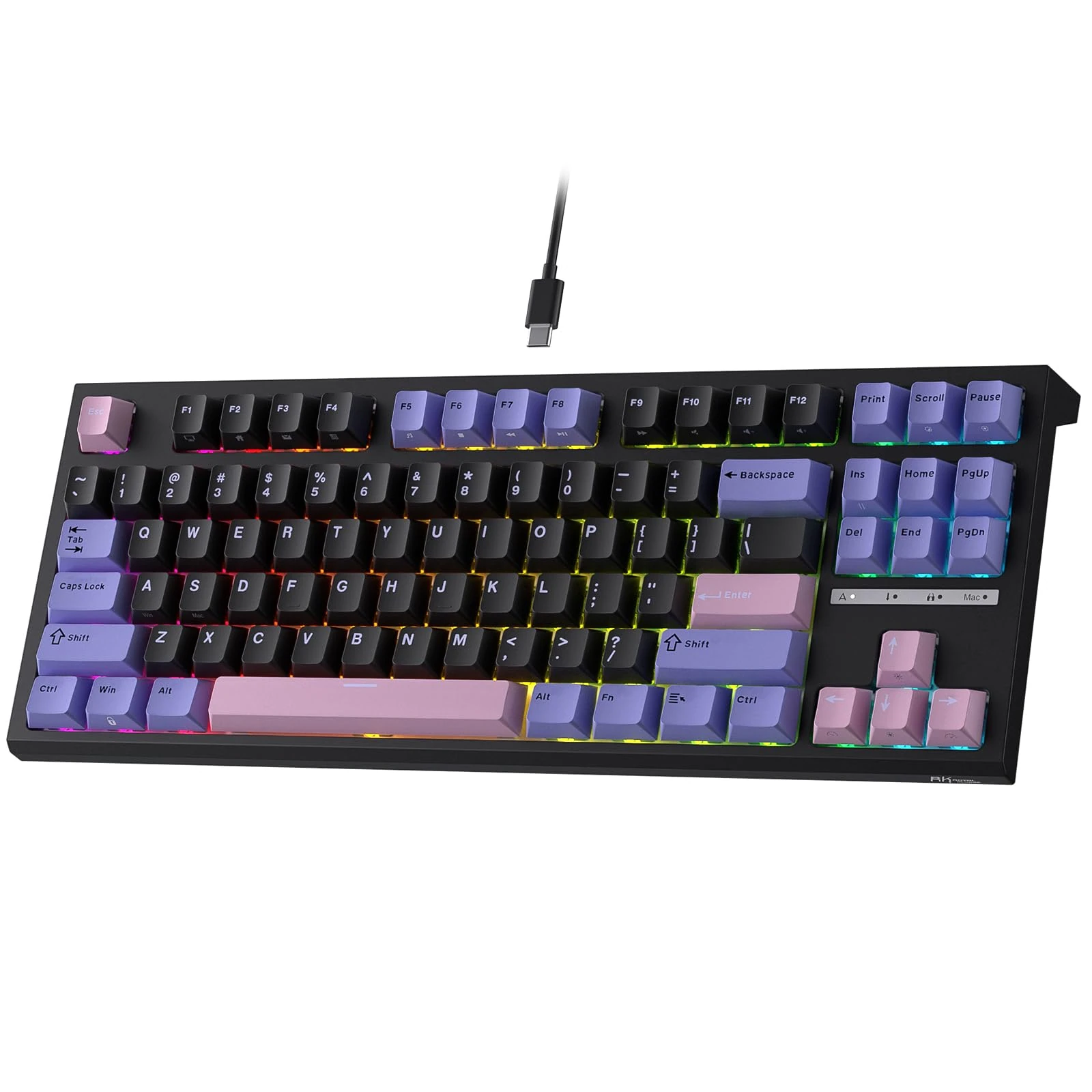 RK ROYAL KLUDGE C87 HE Rapid Trigger Gaming Keyboard, 87 Keys TKL Wired RGB Mechanical Keyboard, 80% Hall Effect Magnetic Switch Keyboard W/Adjustable Actuation Point, 8K Polling Rate, for FPS Gamer