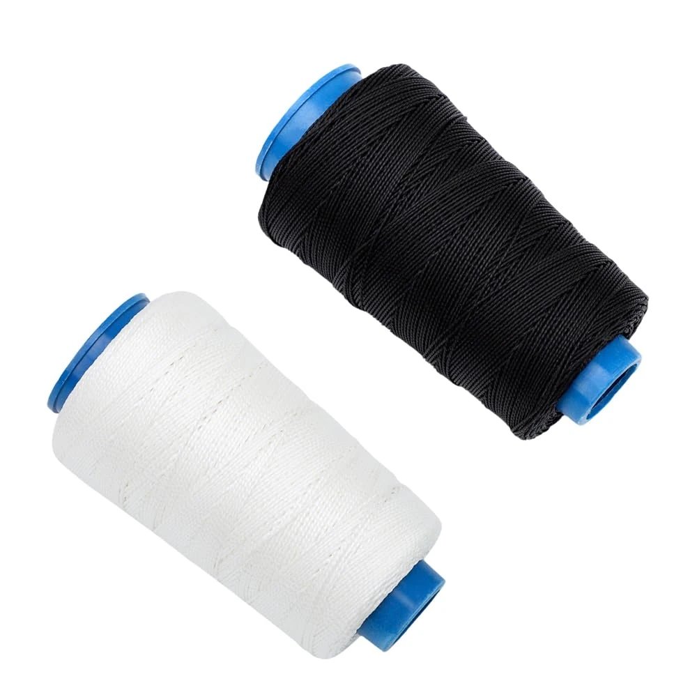 2 Spools White and Black Nylon Thread, Nylon Sewing Thread for Hand and Machine Sewing, 300 Meter Per Spool