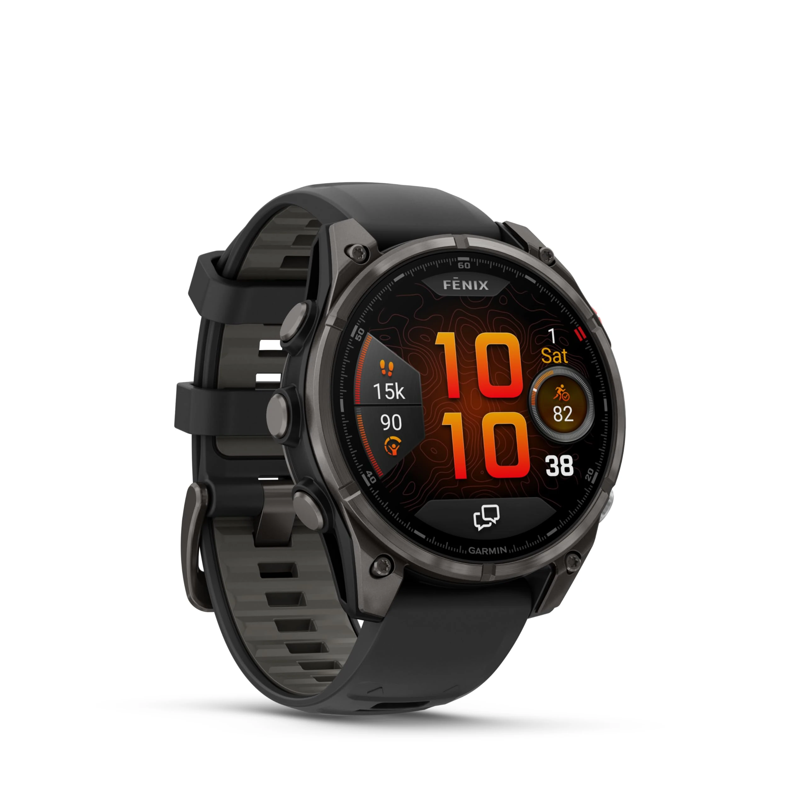 GARMIN Fenix 8 Pro Amoled Premium Multisport GPS Smartwatch | 51 mm, Sapphire Glass, Charcoal Grey DLC Titanium with Black/Grey Silicone Strap and 27 Days Battery Life | Built-in Speaker