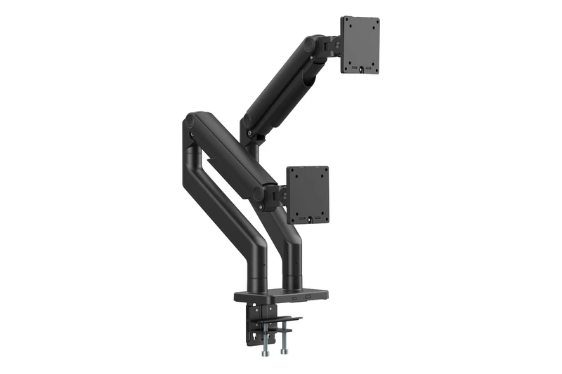 DIGITUS monitor mount – 2 screens – up to 45 inches – 20 kg load capacity – mechanical spring – for flat and curved monitors – VESA 75x75 100x100 – rotate, swivel, tilt – black