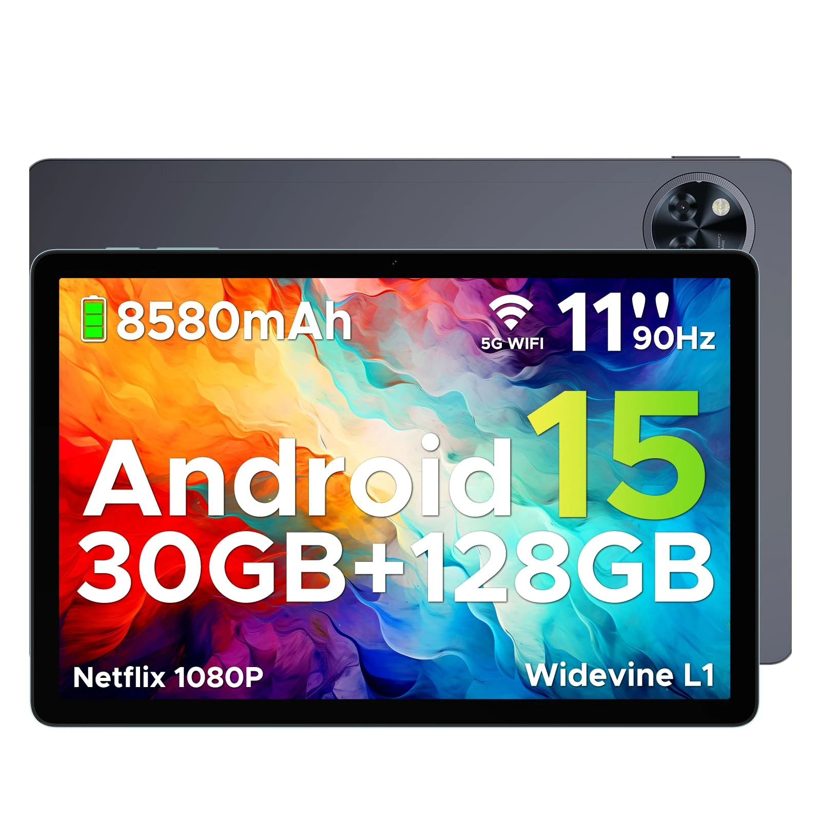 DOOGEE U11 PRO Android Tablets, 30GB RAM + 256GB ROM/2TB, Unisoc T7200 Octa-Core 11 Inch Tablet, 8580mAh Large Battery, 90Hz IPS Screen, 13MP+5MP Camera, Widevine L1/3.5mm Jack/Face Unlock/FM/OTG