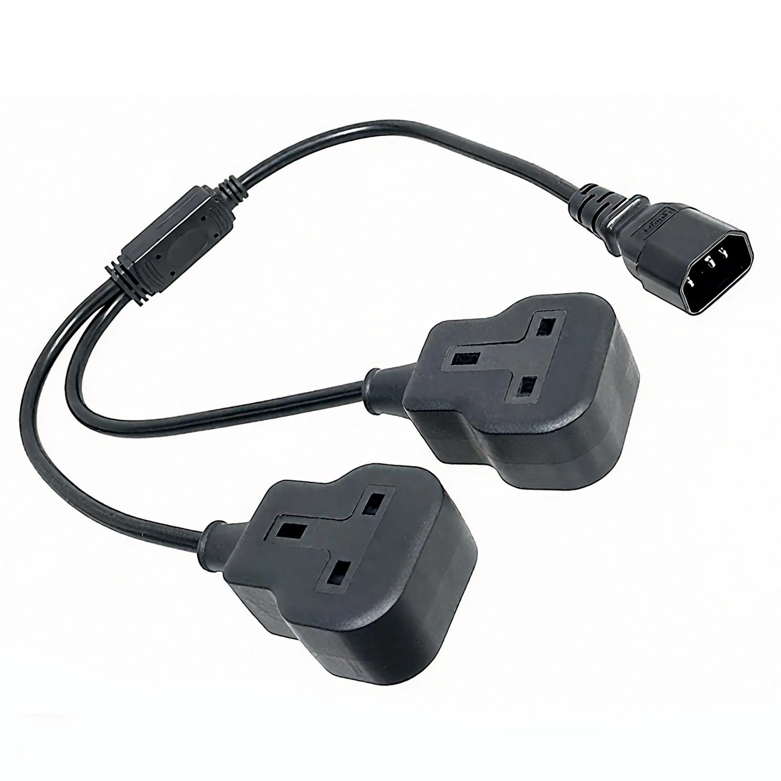 MejaRizon IEC Cable, 2 in 1 C14 to UK Plug, IEC C14 Male Plug to UK Extension Lead Socket, 0.37m Power Cable, CE/UKCA certified, Compliant with BS-1363/A British Standard