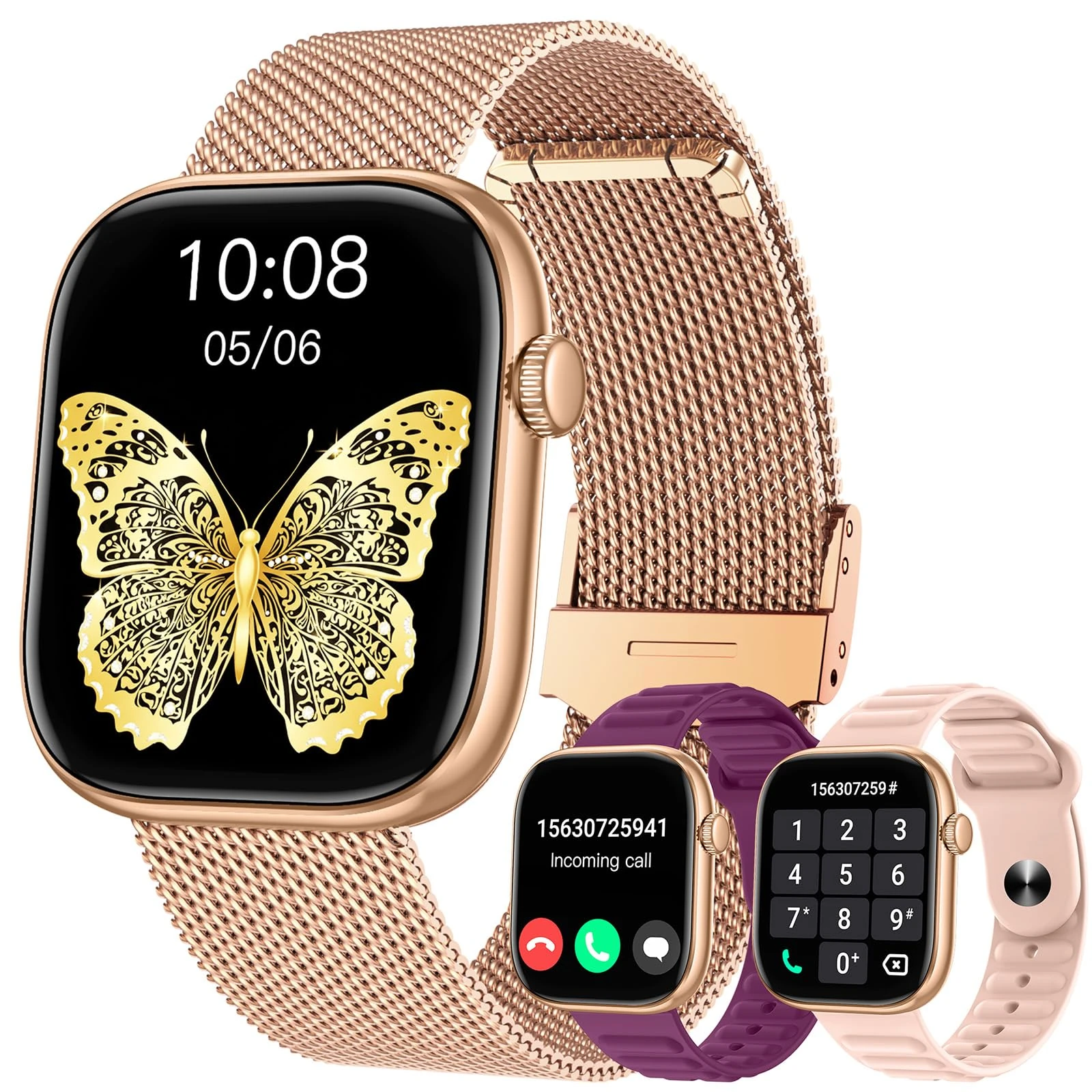 Smart Watch Women Fitness Tracker: Lady Smartwatch for Android IOS Phone IP67 Waterproof Blood Oxygen Heart Rate Sleep Monitor Answer Make Call Step Counter Touchscreen Sport Bluetooth Gold Slim Watch