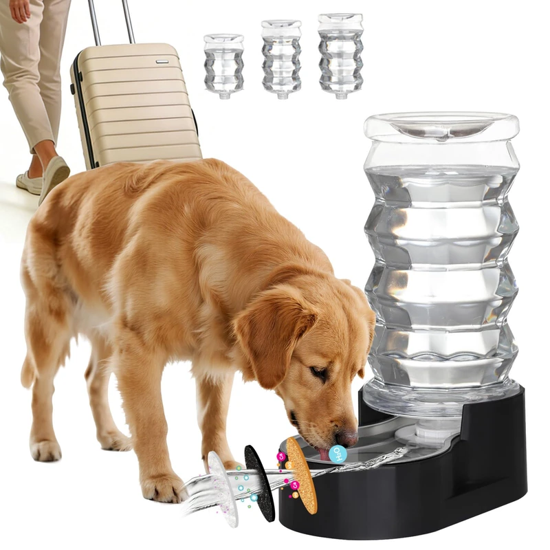 RIZZARI 8L Dog Water Bowl Dispenser:Spill Resistant Multi Pet Solution