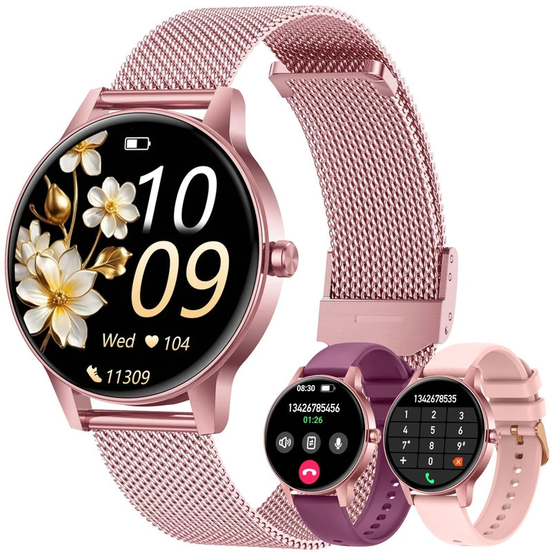 Smart Watch Women Fitness Tracker: 1.27'' Smartwatch Sport Bluetooth Call with Heart Rate SpO2 Blood Pressure Sleep Monitor 110+ Sports Modes Step Counter IP68 Waterproof Running Watch for Android iOS