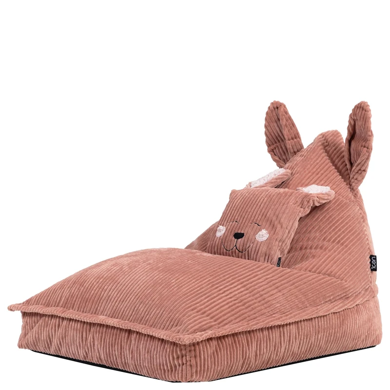 icon Robyn Rabbit Kids Bean Bag, Cord Animal Friends, Pink, Kids Bean Bag Chair with Fill Included for Girls and Boys, Childrens Chair, Beanbags for Children, Playroom Décor, Bedroom Accessories
