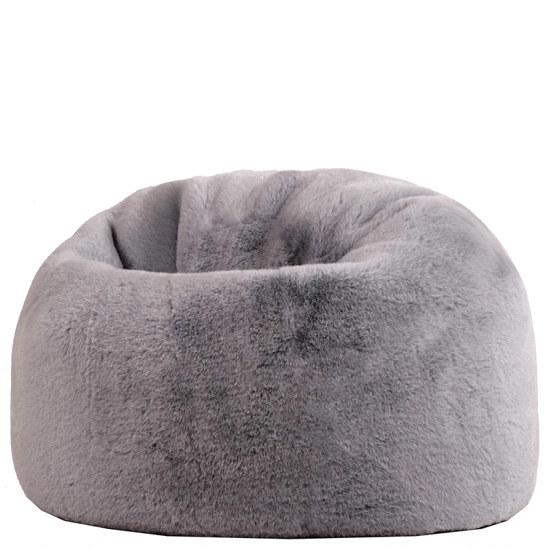 icon Kingston Faux Fur Fluffy Kids Bean Bag, Grey, Fluffy Kids Bean Bag Chair with Filling Included for Girls and Boys, Childrens Chair, Beanbags for Children, Playroom Décor, Bedroom Accessories