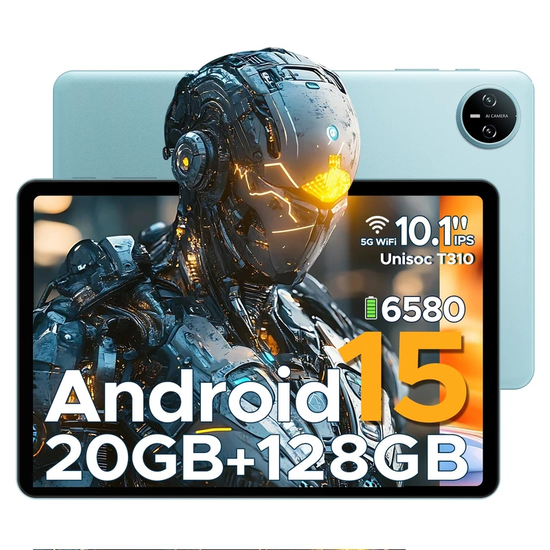 DOOGEE Tab A9 Pro Android Tablet with Keyboard, 20GB+128GB/2TB TF, 10 Inch Tablet, 6580mAh Battery, Quad Core Gaming Tablets, 2.4/5GHz, Dual Camera, Case/Mouse/Stylus, Face Unlock-Blue - Image 1