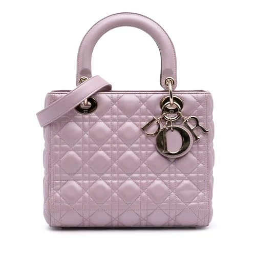 Dior Pre-Loved Medium Pearlescent Lambskin Cannage Lady