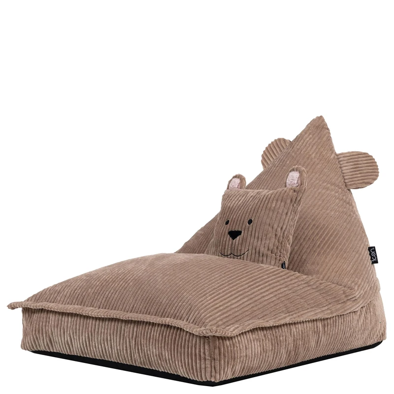 icon Bertie Bear Kids Bean Bag, Cord Animal Friends, Brown, Kids Bean Bag Chair with Fill Included for Girls and Boys, Childrens Chair, Beanbags for Children, Playroom Décor, Bedroom Accessories