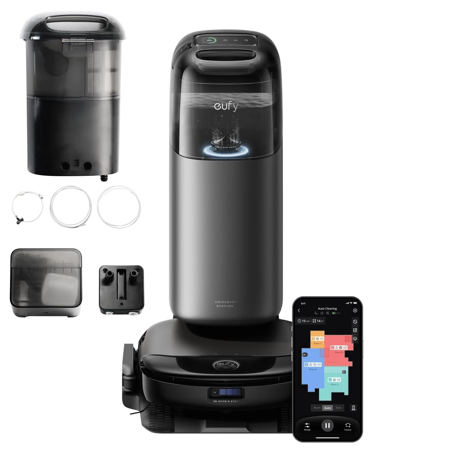 eufy Omni S1 Pro, Robot Vacuum Cleaner with Mop, HydroJet, Eco-Clean Ozone, Lift Mop, Auto Washing & Drying, Auto-Emptying, Detergent Dispenser + Automatic Water Refill and Drainage System