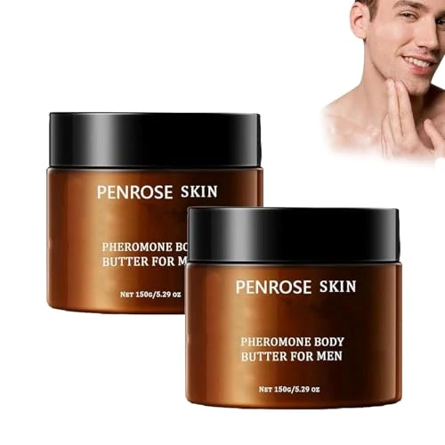 Penrose Skin Pheromone Body Butter for Men, Cologne-Infused Moisturizer & Scent Balm, Long-Lasting Hydration & Attractive Fragrance, Non-stick, Alcohol-Free, for Dry & Sensitive Skin (2pcs)