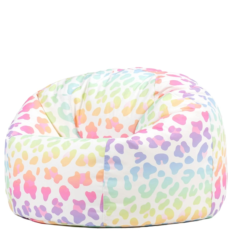 icon Ombre Leopard Large Kids Bean Bag, Woven Fabric, Kids Bean Bag Chair with Filling Included, Gifts for Girls, Gaming Room, Bedroom, Bedroom Accessories