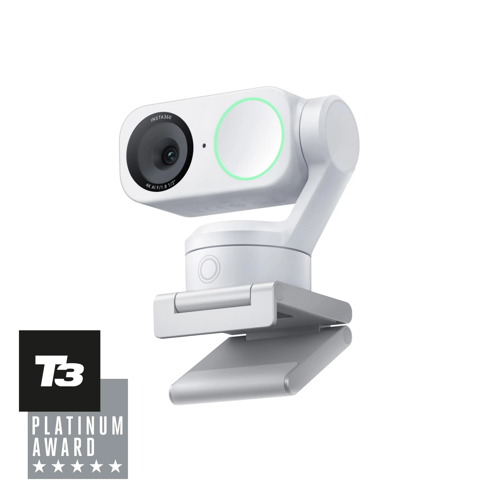 Insta360 Link 2 White- PTZ 4K Webcam for PC/Mac, 1/2" Sensor, AI Tracking, HDR, AI Noise-Canceling Mic, Gesture Control for Streaming, Video Calls, Gaming, Works with Zoom, Teams, Twitch & More