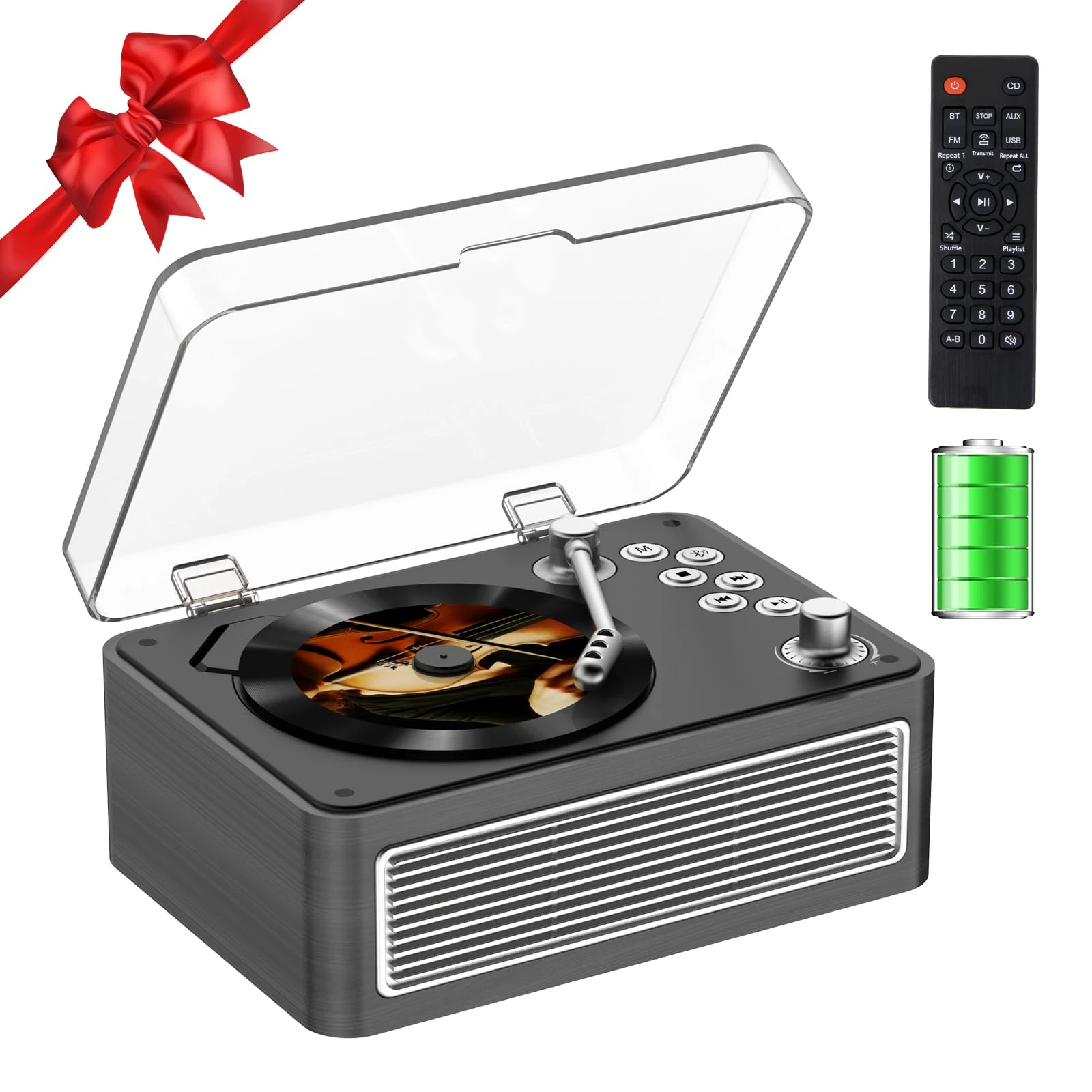 CD Player Portable Bluetooth: Kegaudio CD Players for Home with Speakers & Radio & Remote Control Vintage CD-Player Support USB/AUX Playback Headphone jack Ebony