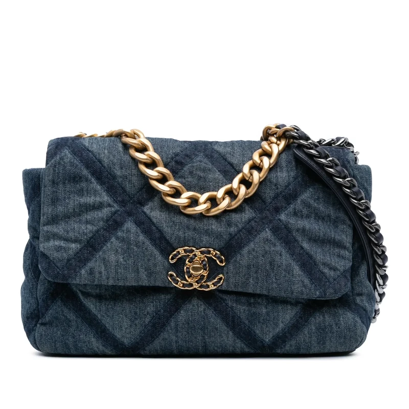 Chanel Pre-Loved Large Denim 19 Flap Handbag