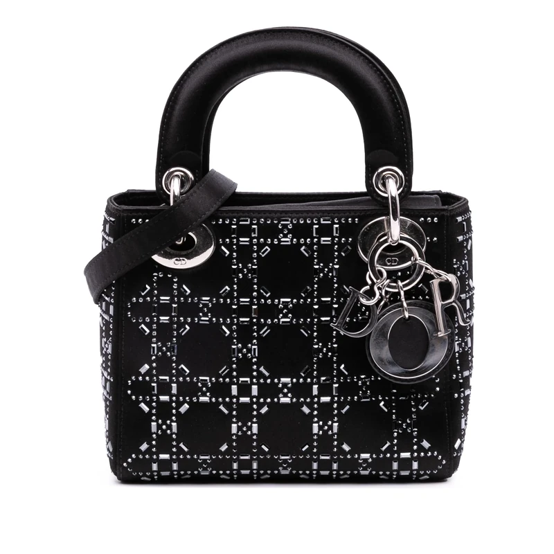 Dior Pre-Loved Mini Satin Cannage Strass Crystal Embellished Lady
