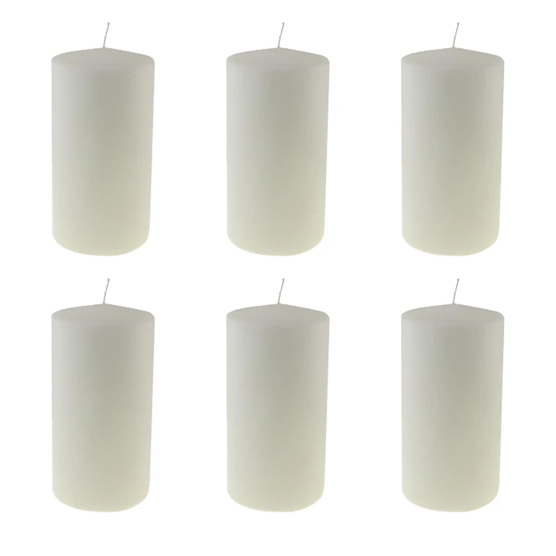 6 Extra Size Candles Diameter 10 cm Height 20 cm – Cream Colour – Burning Time 185 Hours – for Events Cereria Di Giorgio
