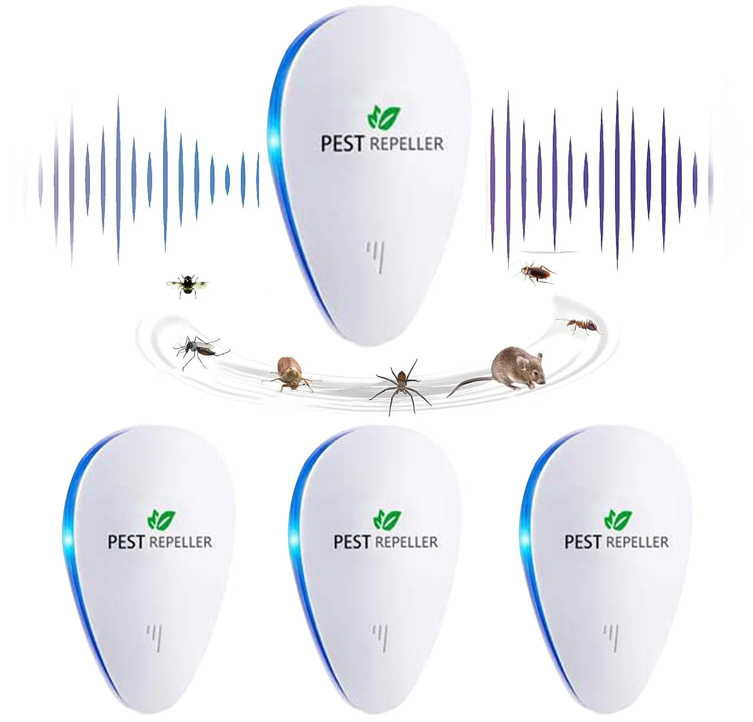 Ultrasonic Pest Repeller 4 Pack, 2025 Upgraded Powerful Mouse Repellent - Wide Frequency Range Pest Control Device - Ideal for Mice, Rats, Mosquitoes, Cockroach, Moths, Ants