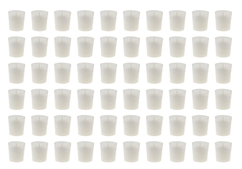 60 Candles in Shot Glasses - Diameter 6.2 Height 6.4 - Burning Time 25 Hours - Refill for Lighting Glasses and Vases - Cereria Di Giorgio