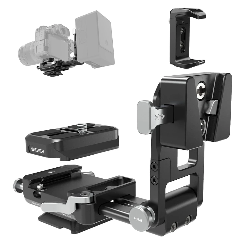 NEEWER V Mount Battery Plate, Modular V Lock Adapter with Arca Type QR Plate, Portable Charger Holder PS099E Compatible with DJI RS4 RS3 Gimbal Camera Cage Video Rig Accessories, PS017B
